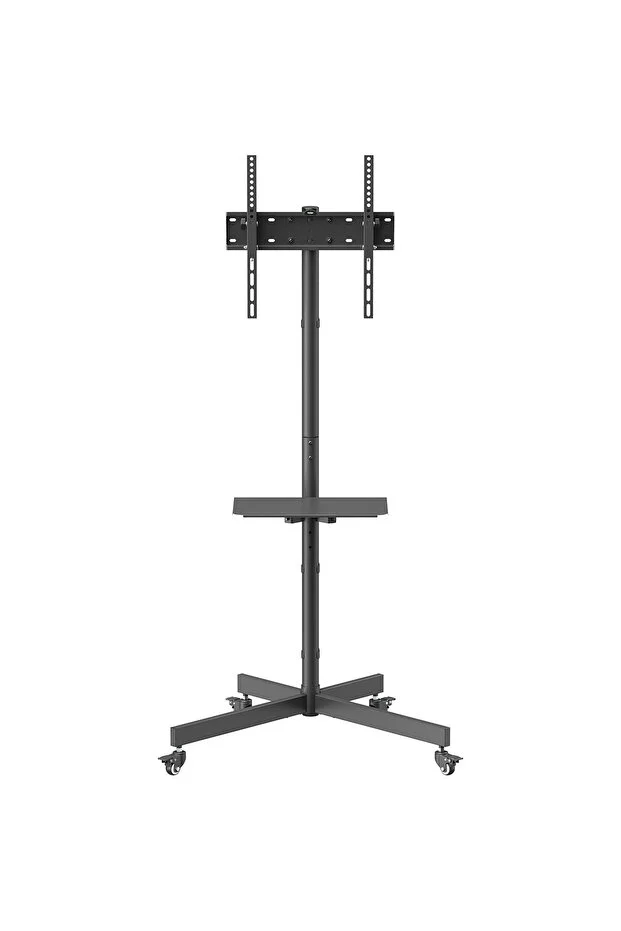 Tekerlekli Tv Standı 32"-55" | Ekonomik Seri | Yükseklik Ayarlı | Raflı | 35 kg Kapasiteli